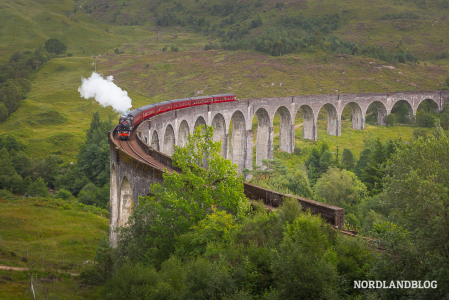 Der Howarts Express ganz nah auf dem Viadukt in Glenfinnan