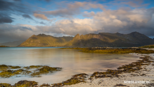 Der Strand von Gimsøysanden (Lofoten) im Abendlicht