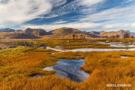 Der Herbst zaubert unglaubliche Farben in die Landschaft Norwegens (Vesterålen)