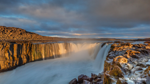 Der Selfoss im Norden von Island ist vor allem im warmen Abendlicht sehr fotogen