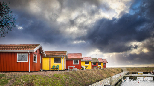 Bootshäuser im Hafen von Nexø