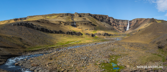 Panoramaaufnahme am Hengifoss im Nordosten von Island