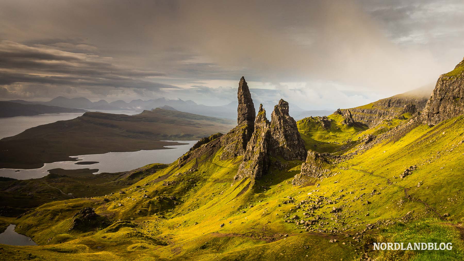 Bizarre Felsenformation des The Old Man of Storr auf der Isle of Skye