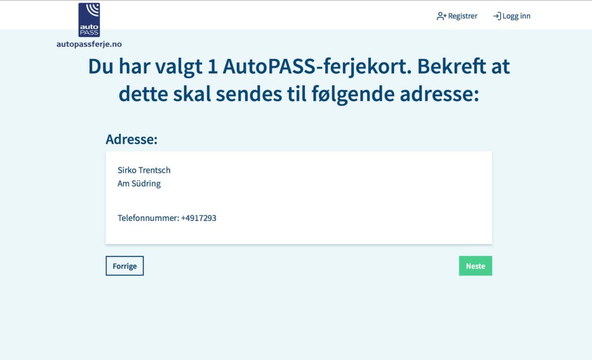 autopass ferjekort