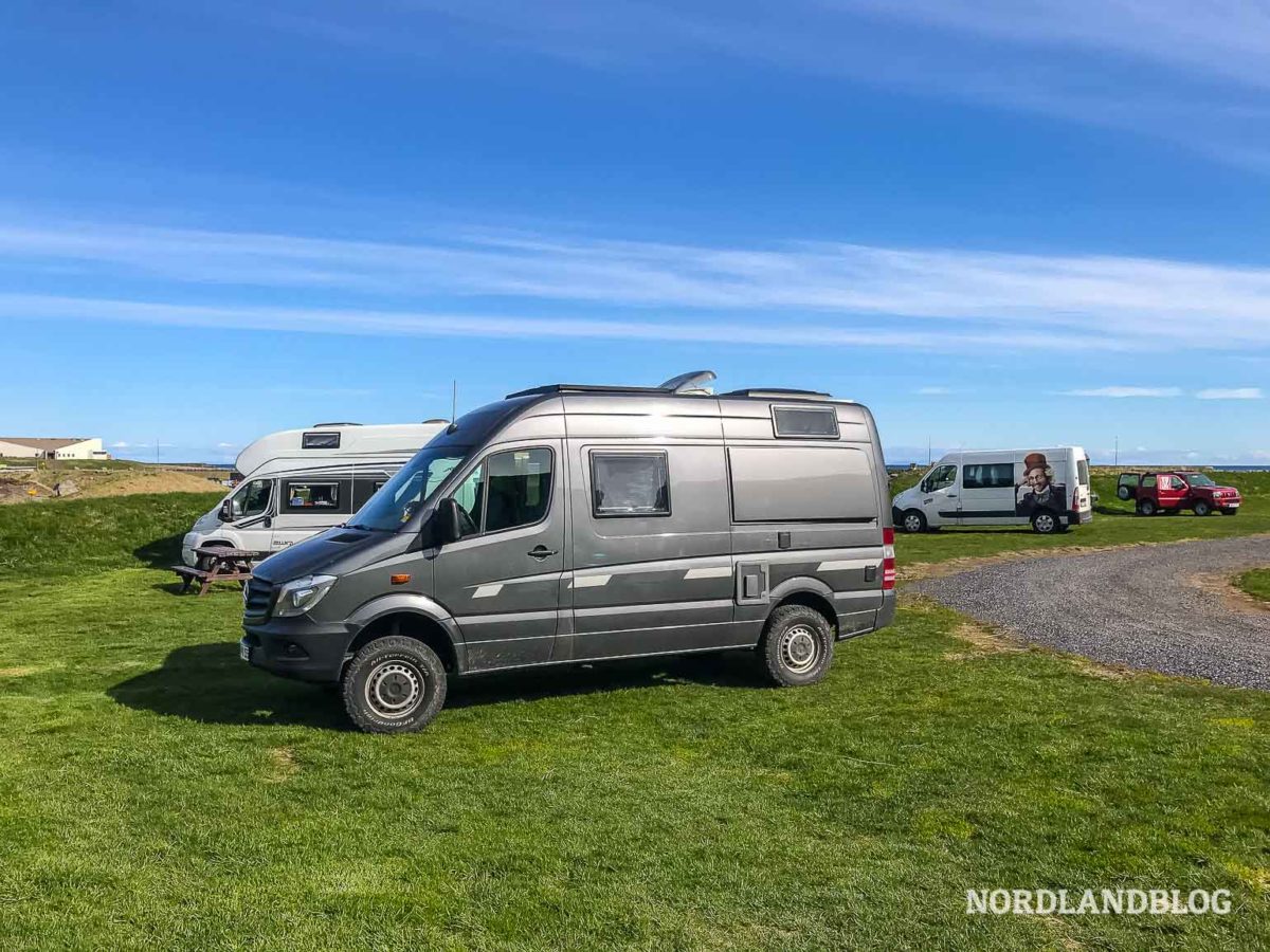 Unser Stellplatz auf dem Campingplatz in Ólafsvík (Island)