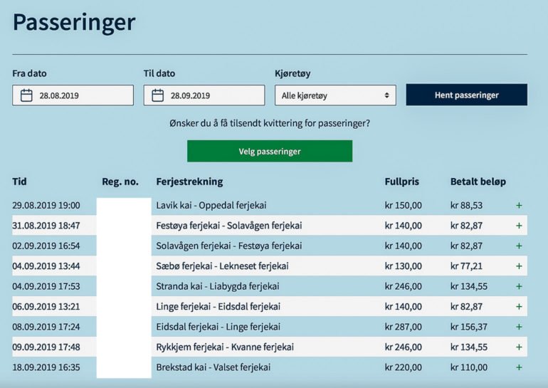 Screenshot Ferjekort AutoPass Norwegen Anleitung Nordlandblog