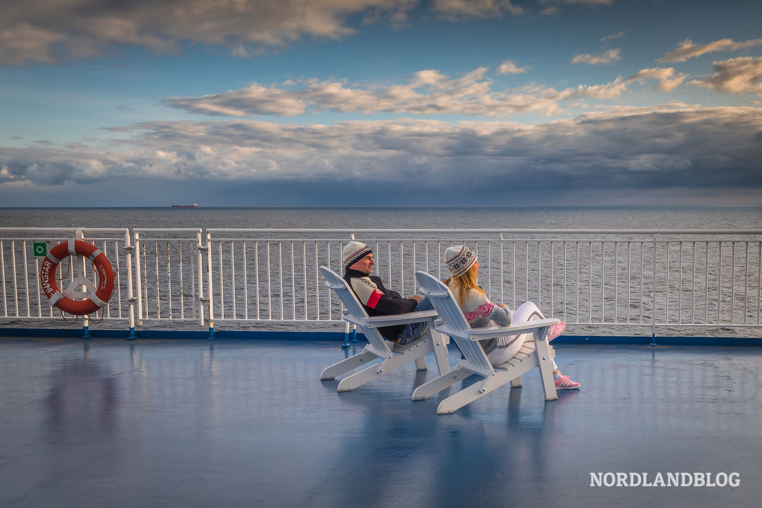 Relaxen an Deck der Finnlines Fähre Finnstar
