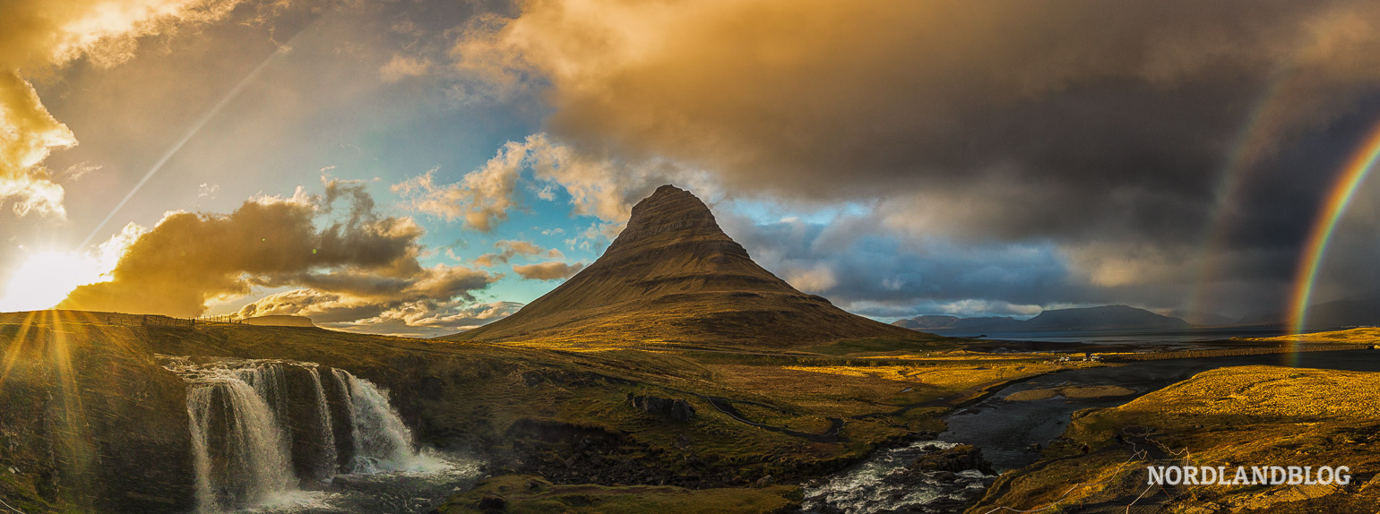 Panoramaaufnahme vom Kirkjufell auf Island