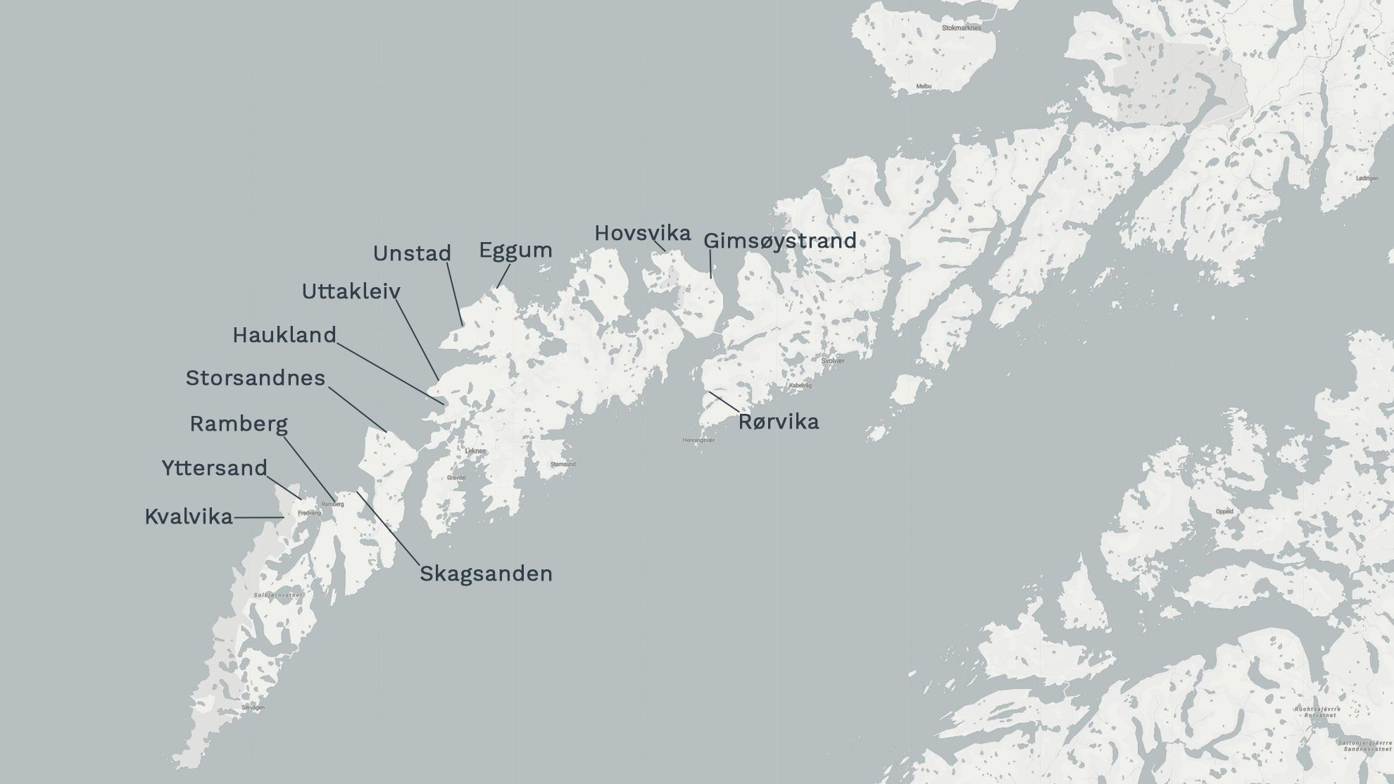 Landkarte Übersicht Traumstrände Lofoten 