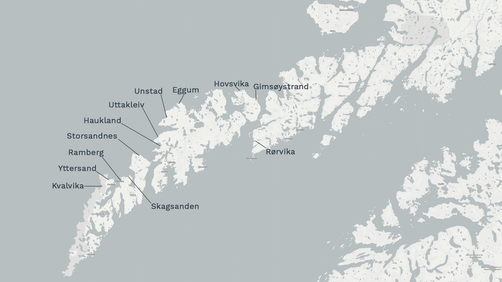 Landkarte Übersicht Traumstrände Lofoten