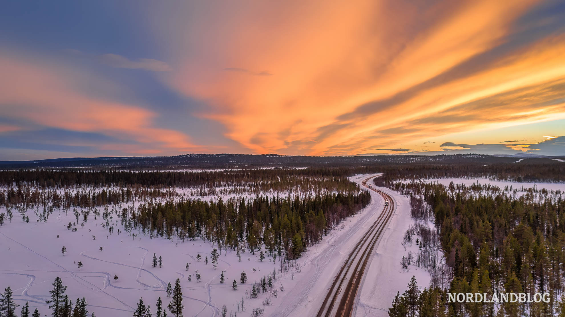 Inlandsvägen Schweden im Winter