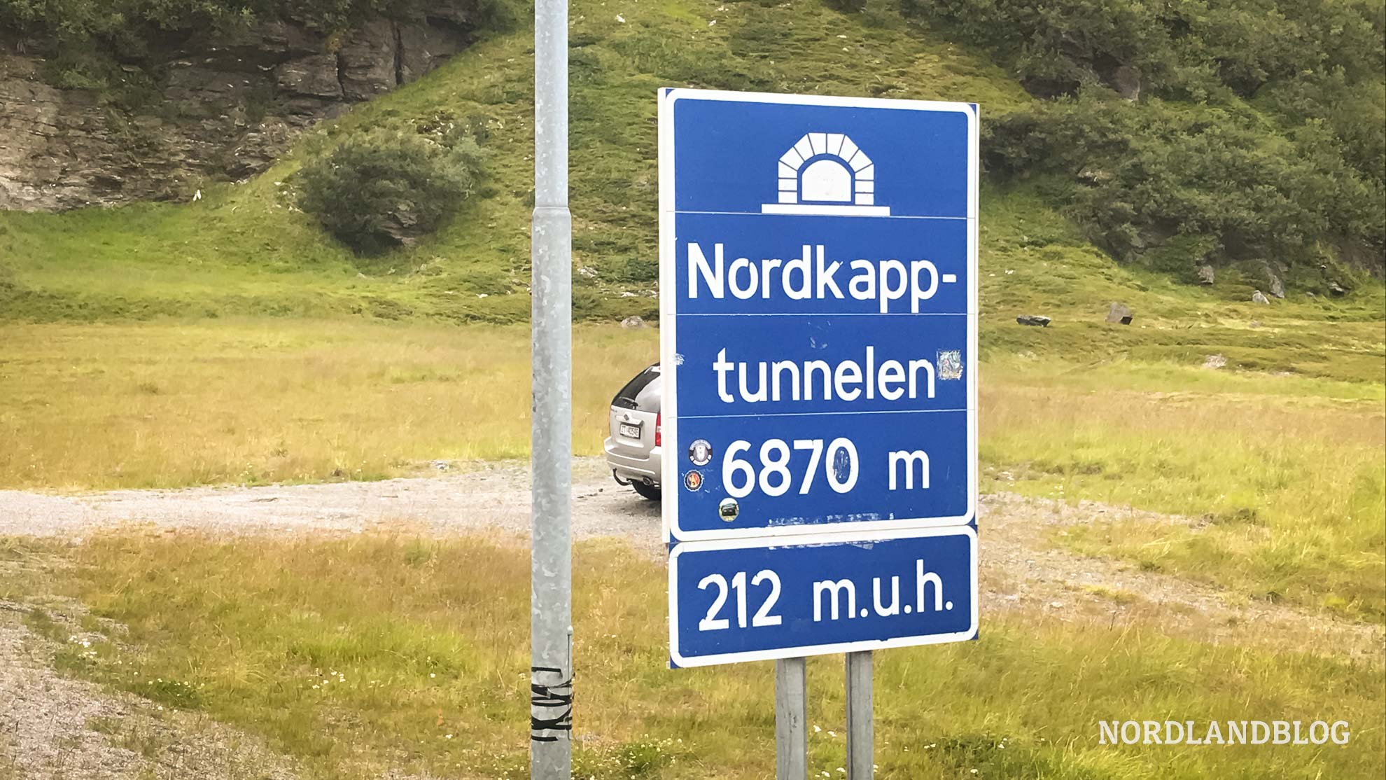 Schild Nordkapp-Tunnelen Norwegen