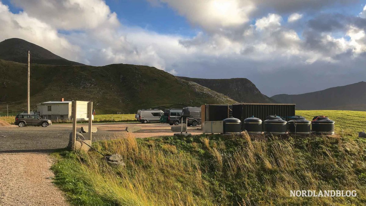 Parkplatz Haukland Beach Rundwanderung Uttakleiv Lofoten Norwegen