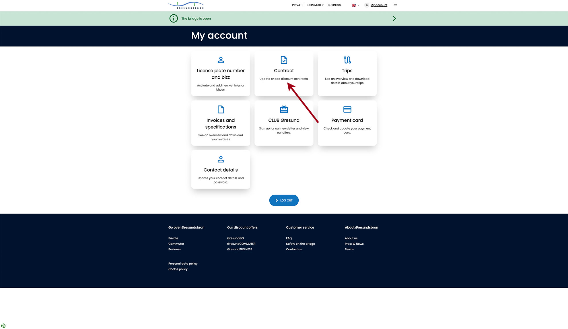 Kundenkonto-Account-Oresundpay-Auswahl-Vereinbarungen