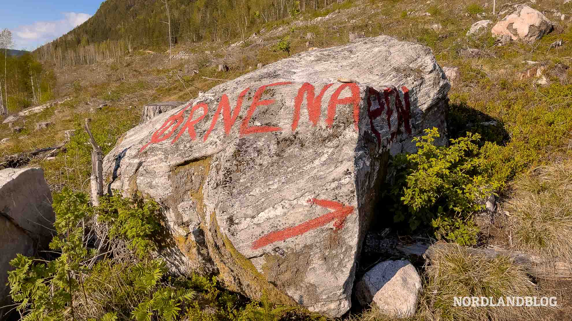 Wegweiser Wanderung Ørnenapen im Setesdalen (Norwegen)