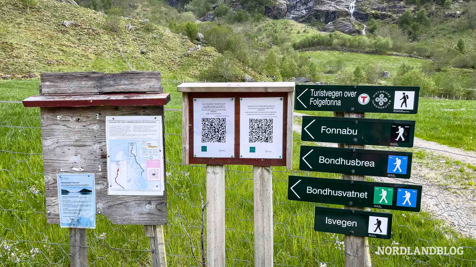Beginn der Wanderung zum Bondhusvatnet Hardangerfjord Norwegen