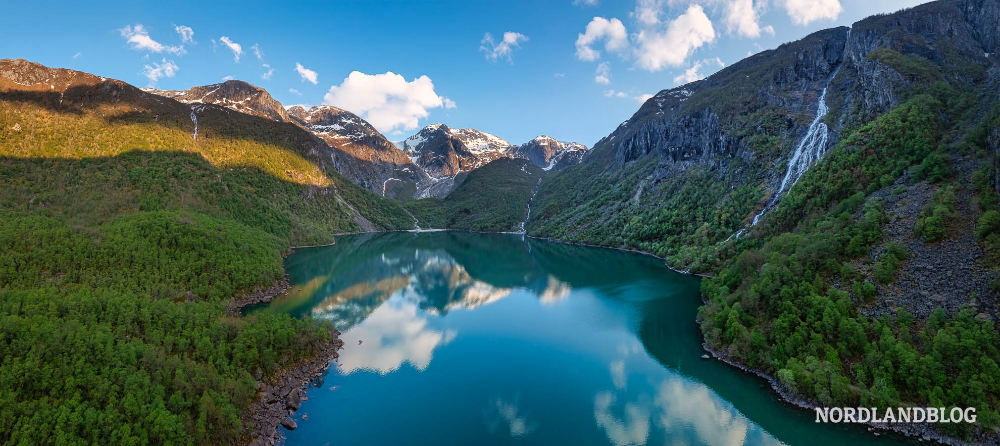 Panorama Drohne Bondhusvatnet Wanderung Hardangerfjord Norwegen