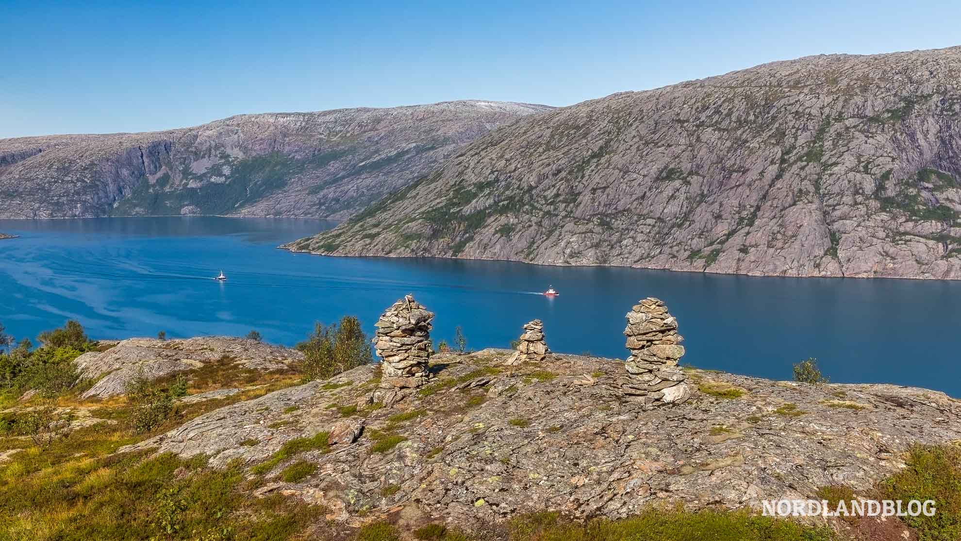 Blick Ranfjorden Wanderung Nepsteinen Helgeland Norwegen