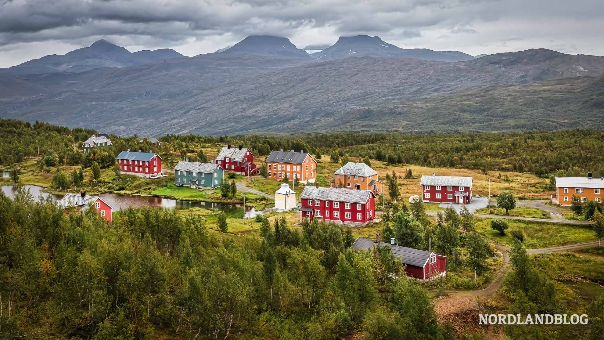 Blick auf Jakobsbakken Sulitjelma Nordnorwegen