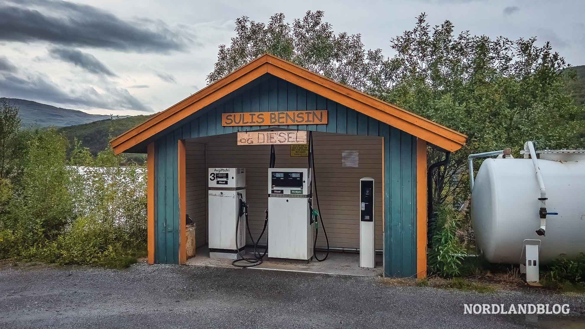 Tankstelle Sulitjelma Helgeland Norwegen