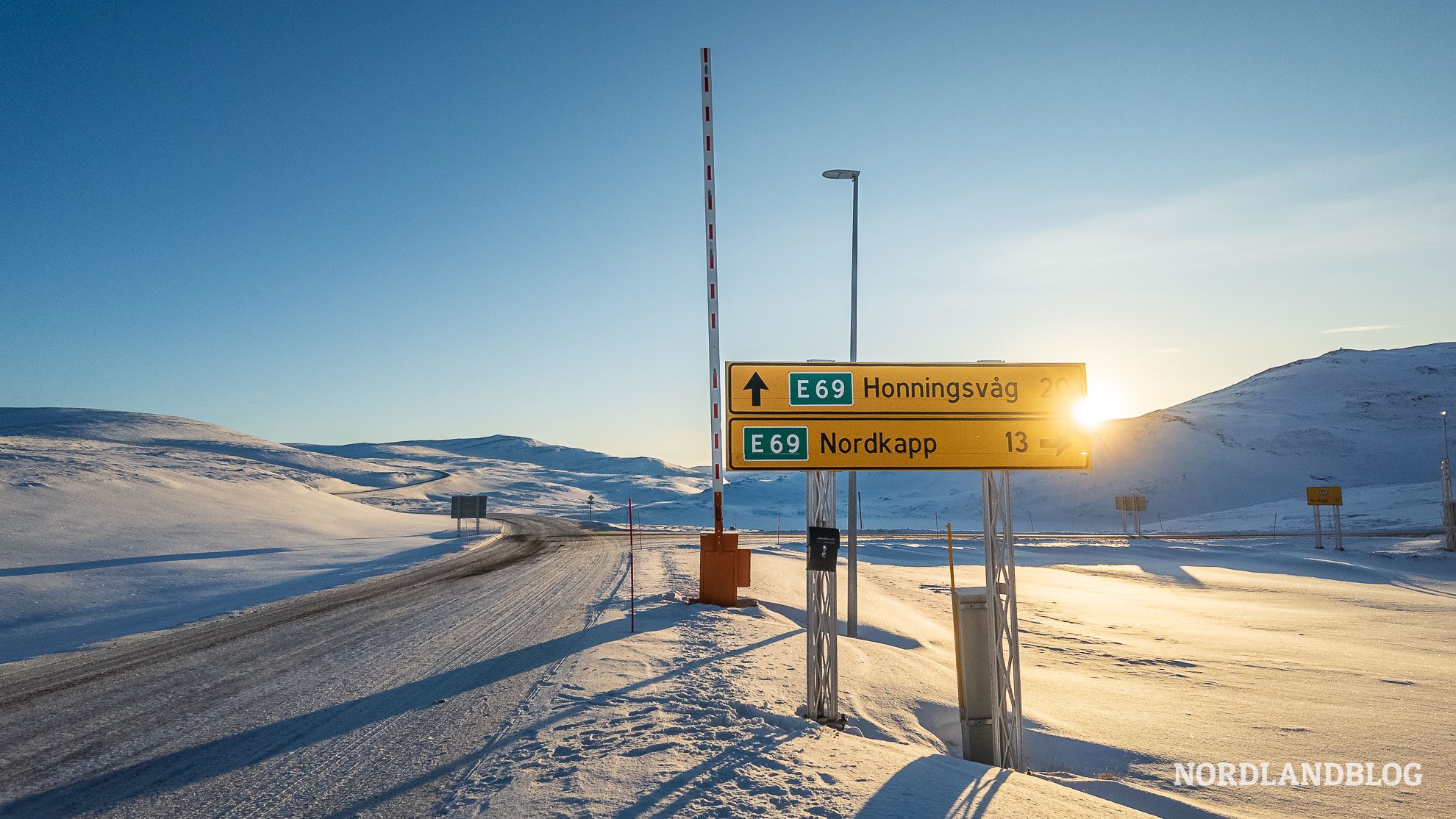 Nordkapp Schild Norwegen Winterreise