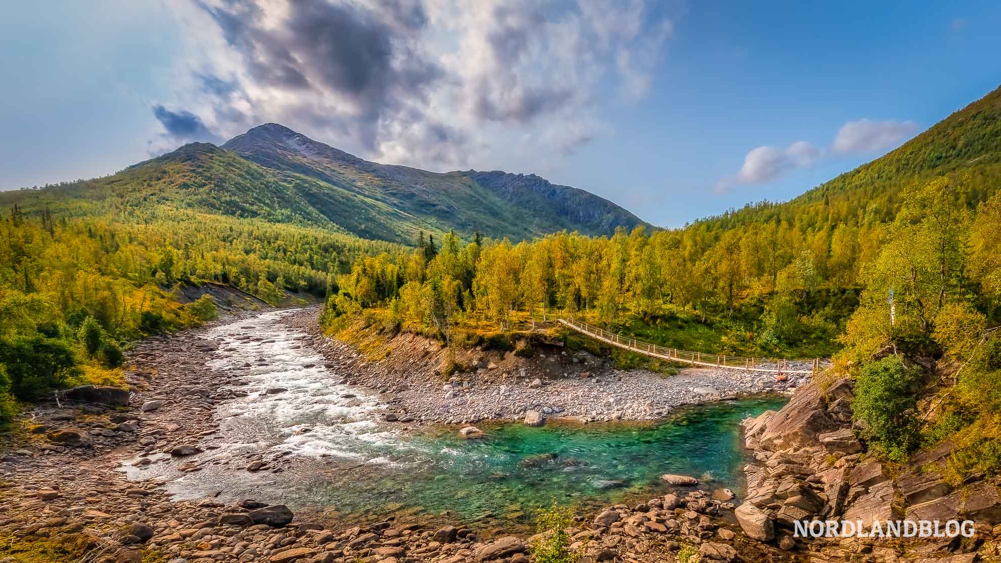 Fluss oberhalb Bredekforsen Wanderung Bredekrunden Norwegen Europastrasse E6 Nordnorwegen Nordlandblog