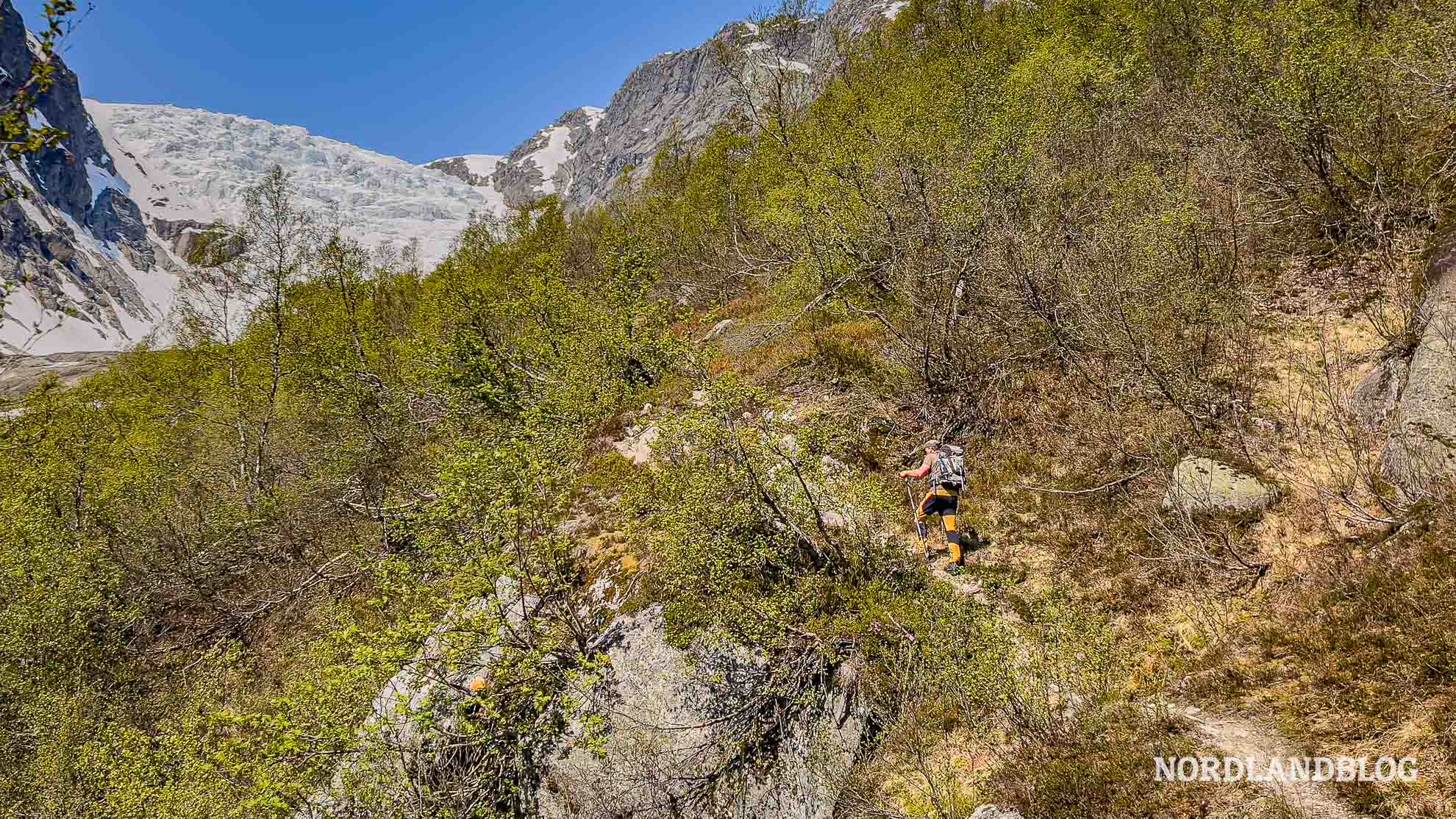 Letzte Etappe Aufstieg Wanderung Tuftebreen Sognefjord Norwegen