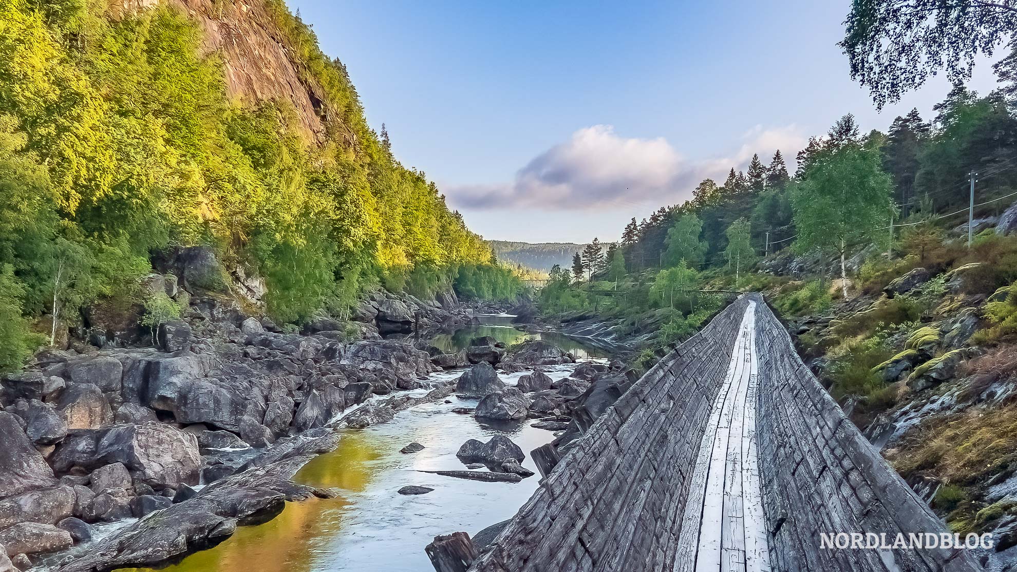 Holzrinne Wanderung Tommerrenna Norwegen Vennesla