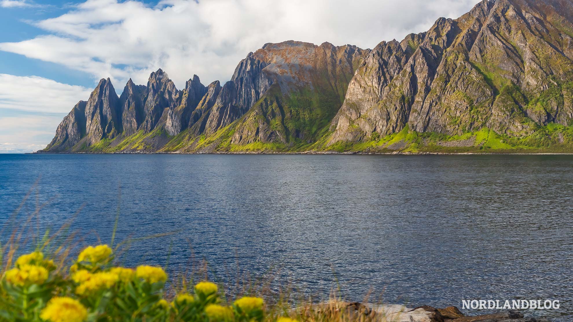 Teufelsgebiss Senja Mitternachtssonne Nordnorwegen