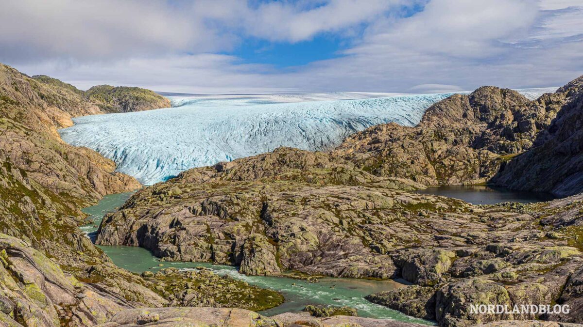 Blick Svelgabreen Wanderung Gletscher