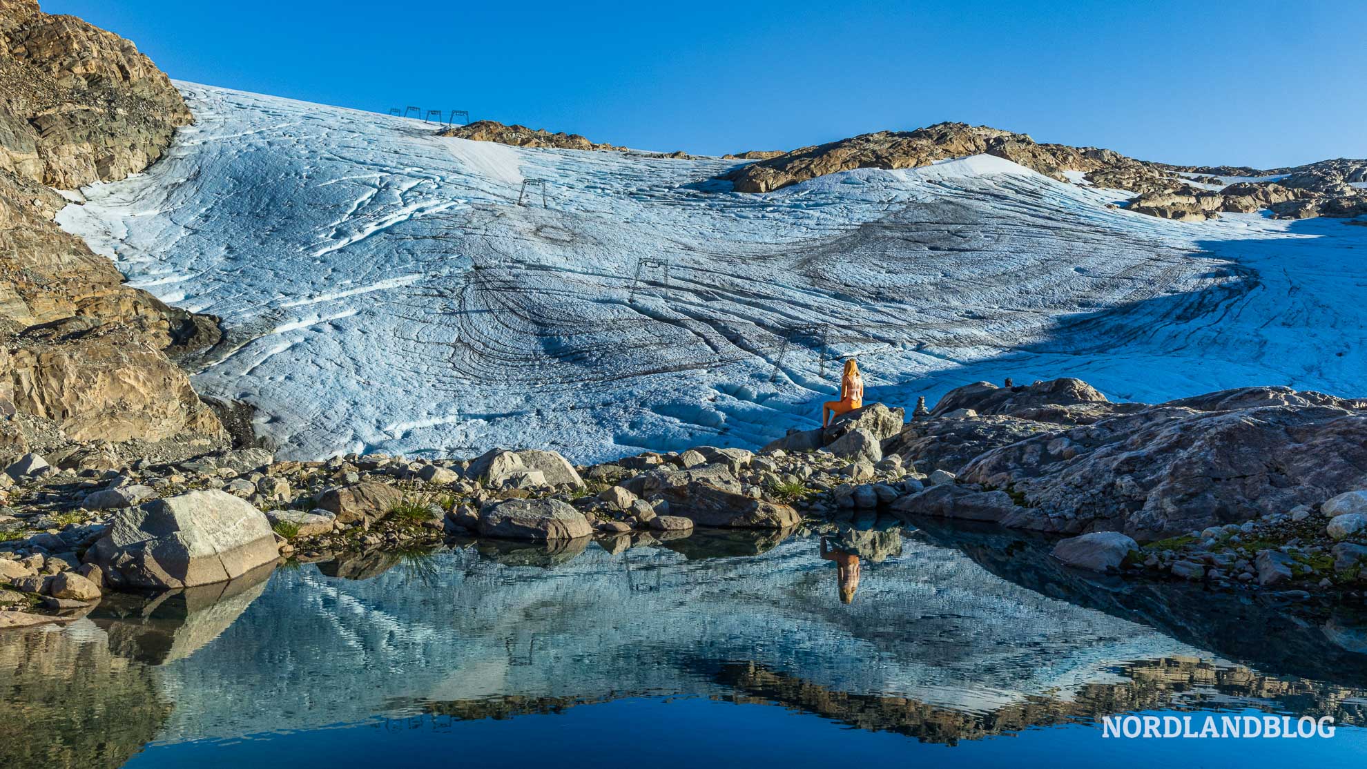 Spiegelung Folgefonna Gletscherstrasse Hardangerfjord