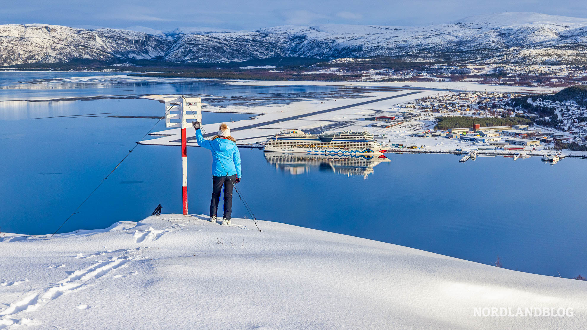 Aussicht vom Komsa Schnee Alta Finnmark Nordnorwegen