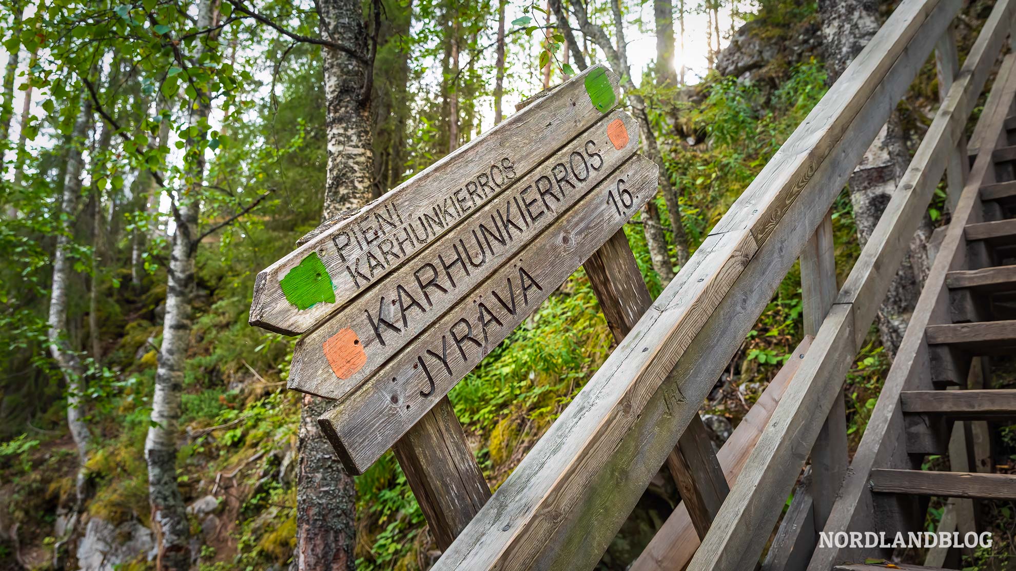 Wegweiser Markierung Kleine Bärenrunde Finnland