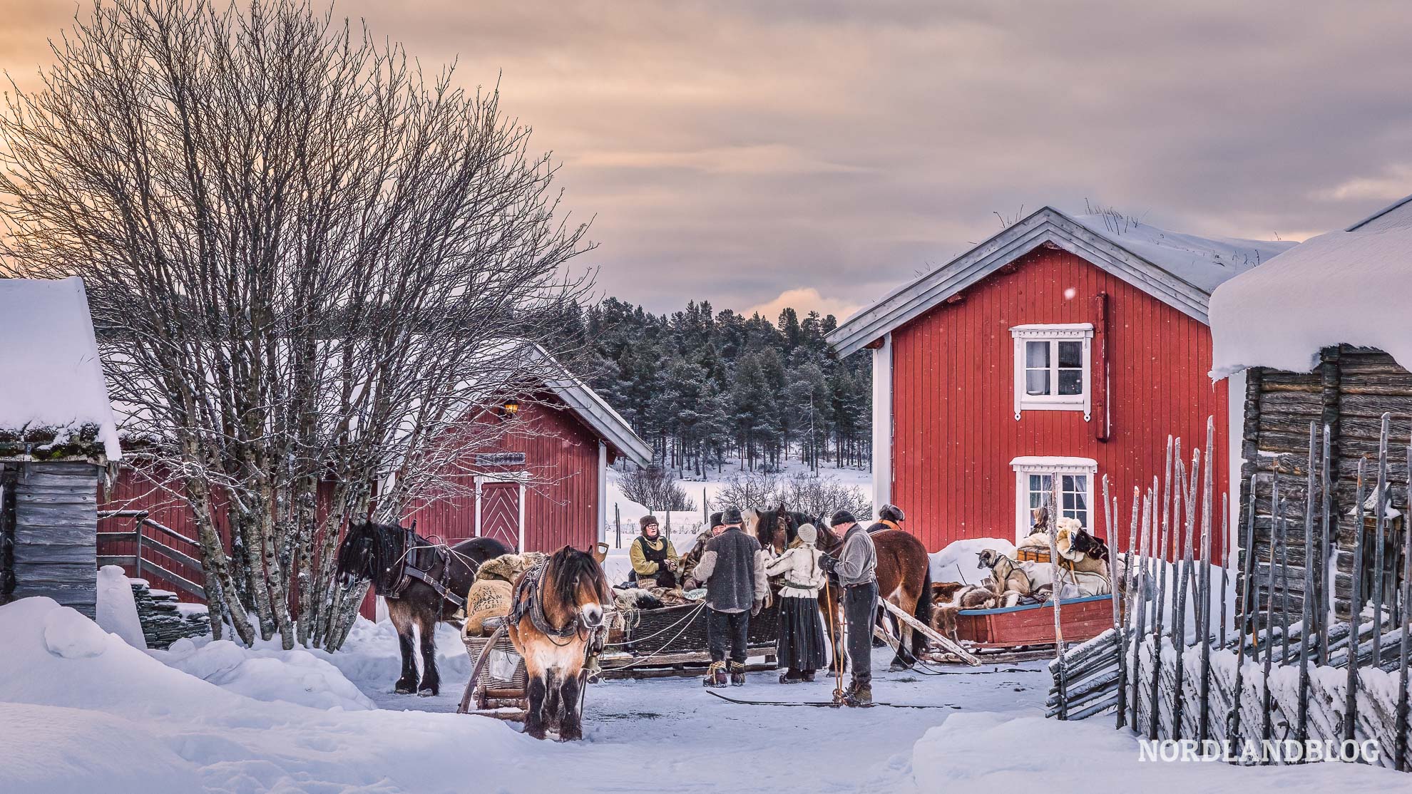 Aufbruch zum Wintermarkt in Roros