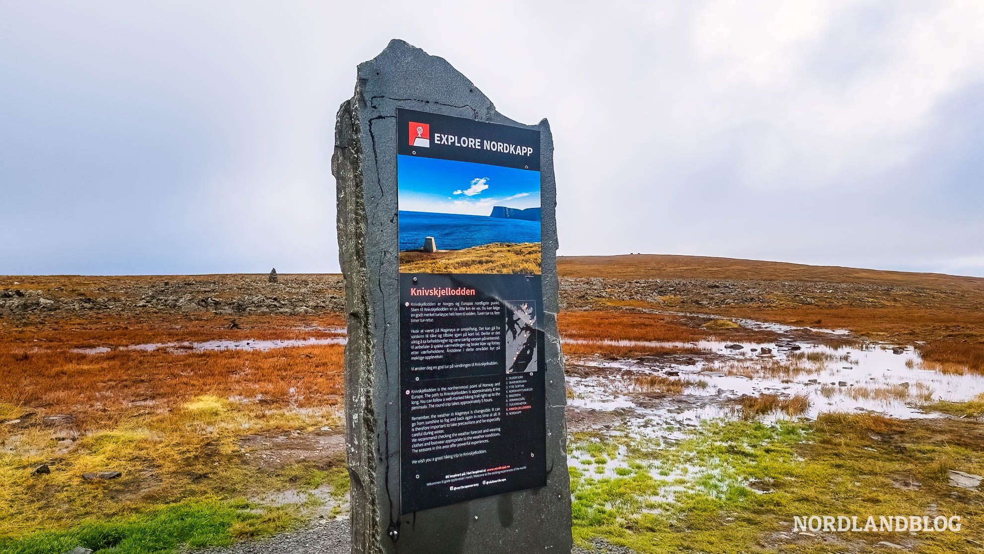 Wegweiser Knivskjellodden Nordkapp Norway