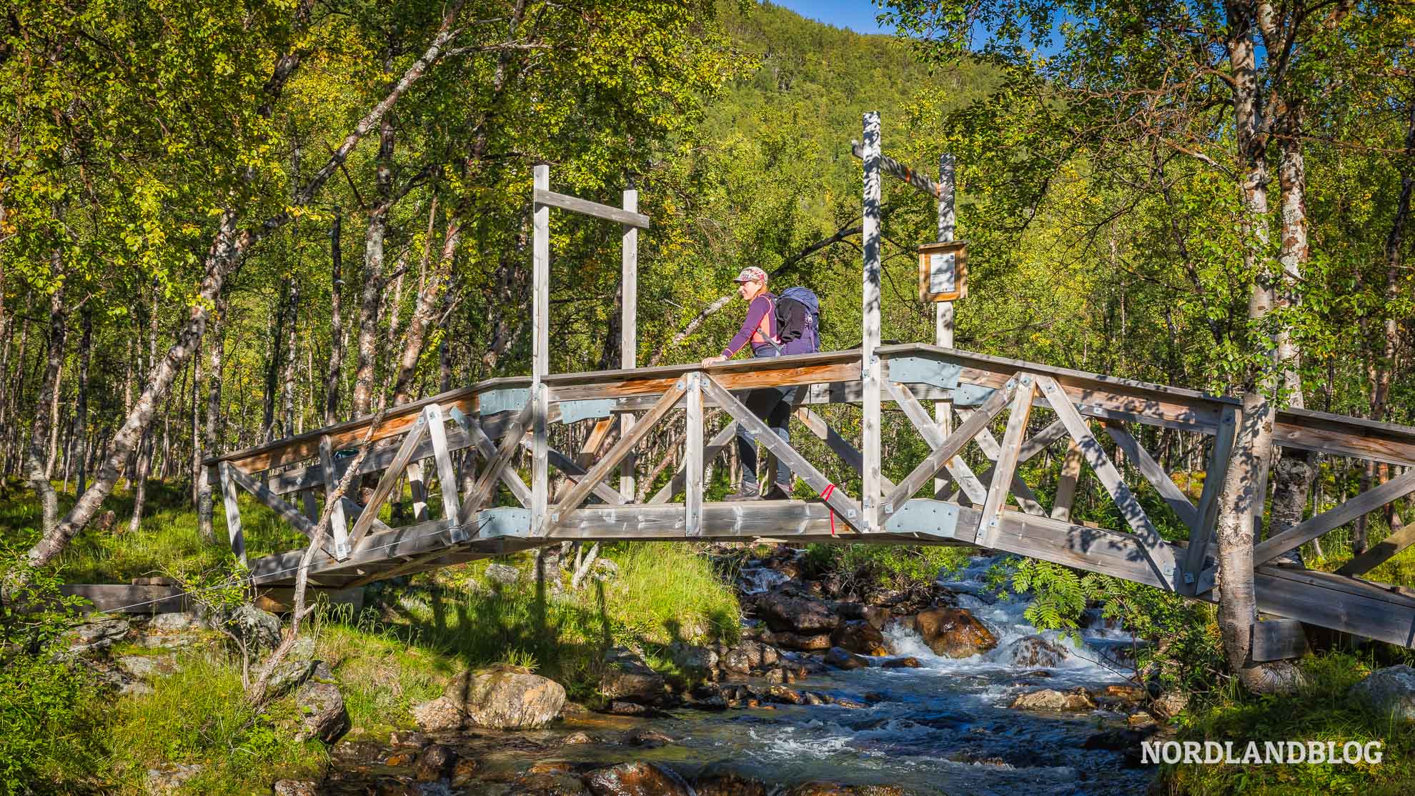 Tverrelva Bruecke Steindalen Lyngenalpen Norwegen Steindalsbreen