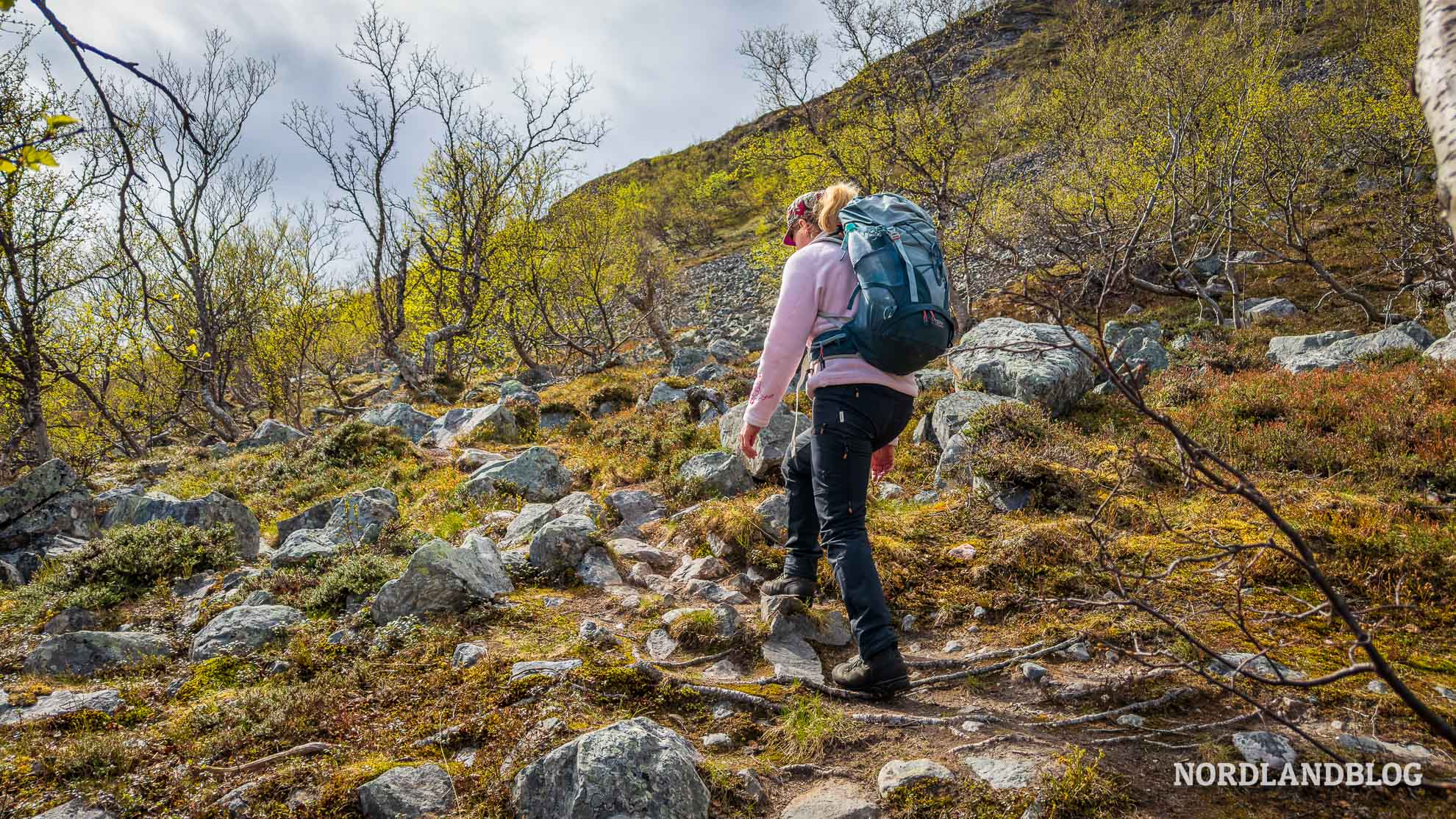 Aufstieg Rappafossen Lakselv Finnmark Norwegen