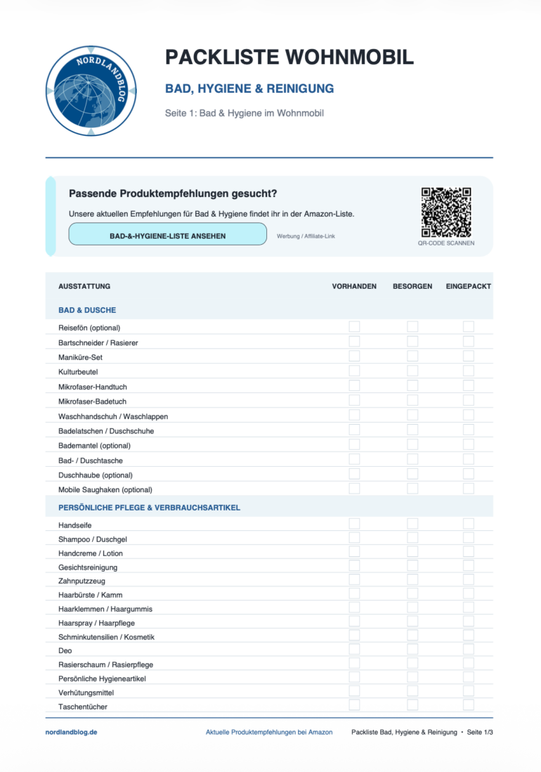 Packliste Bad Hygiene Reinigung Nordlandblog