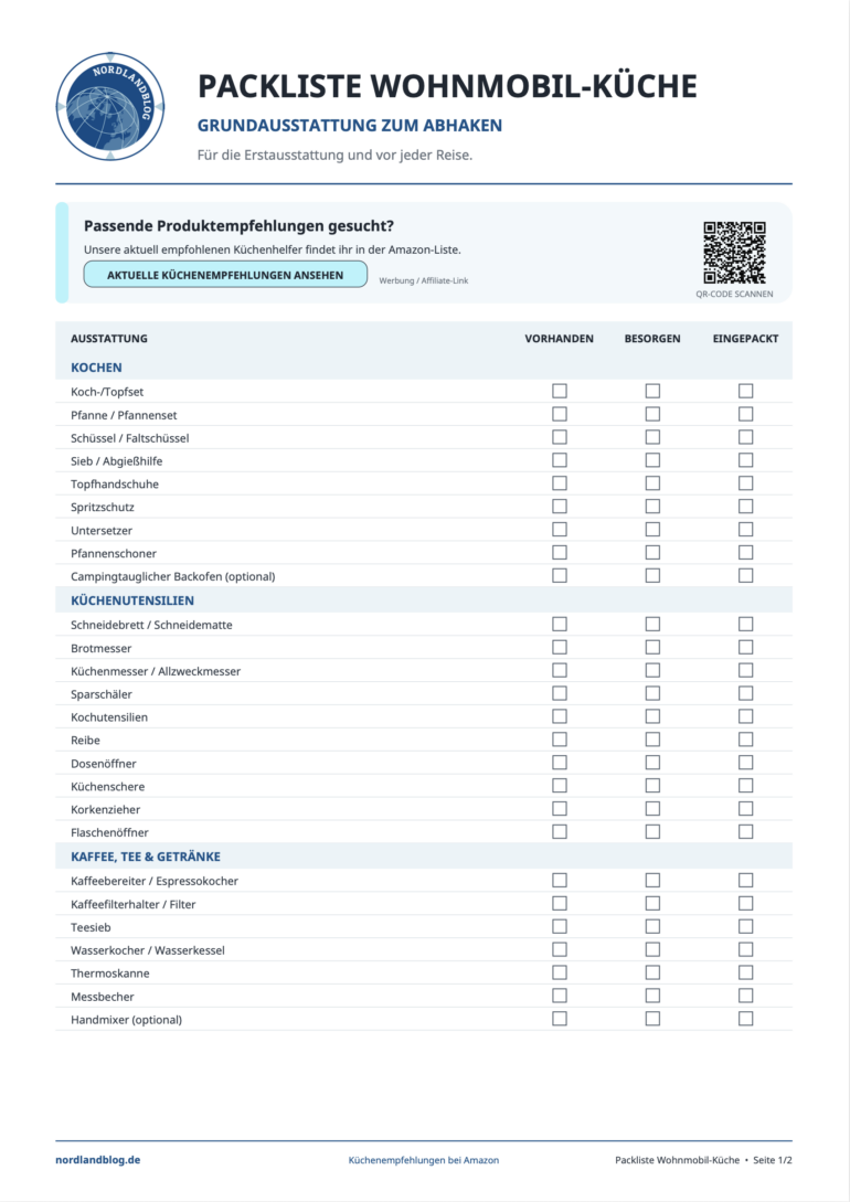 Packliste Kueche