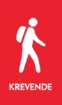 Symbol des norwegischen Wanderverein zur Bestimmung des Schwierigkeitsgrades von Wanderwegen. Rot = schwer.