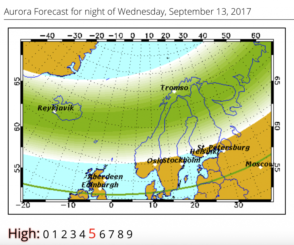 Grafik von einer Nordlcihtvorhersage Grafik von einer Nordlcihtvorhersage